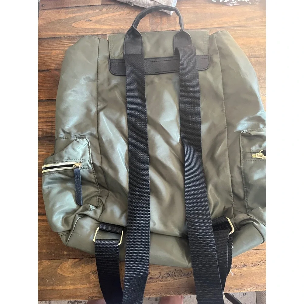 AMERICAN EAGLE Backpack Nylon Flap Rucksack Womens OS Olive Green Utility
